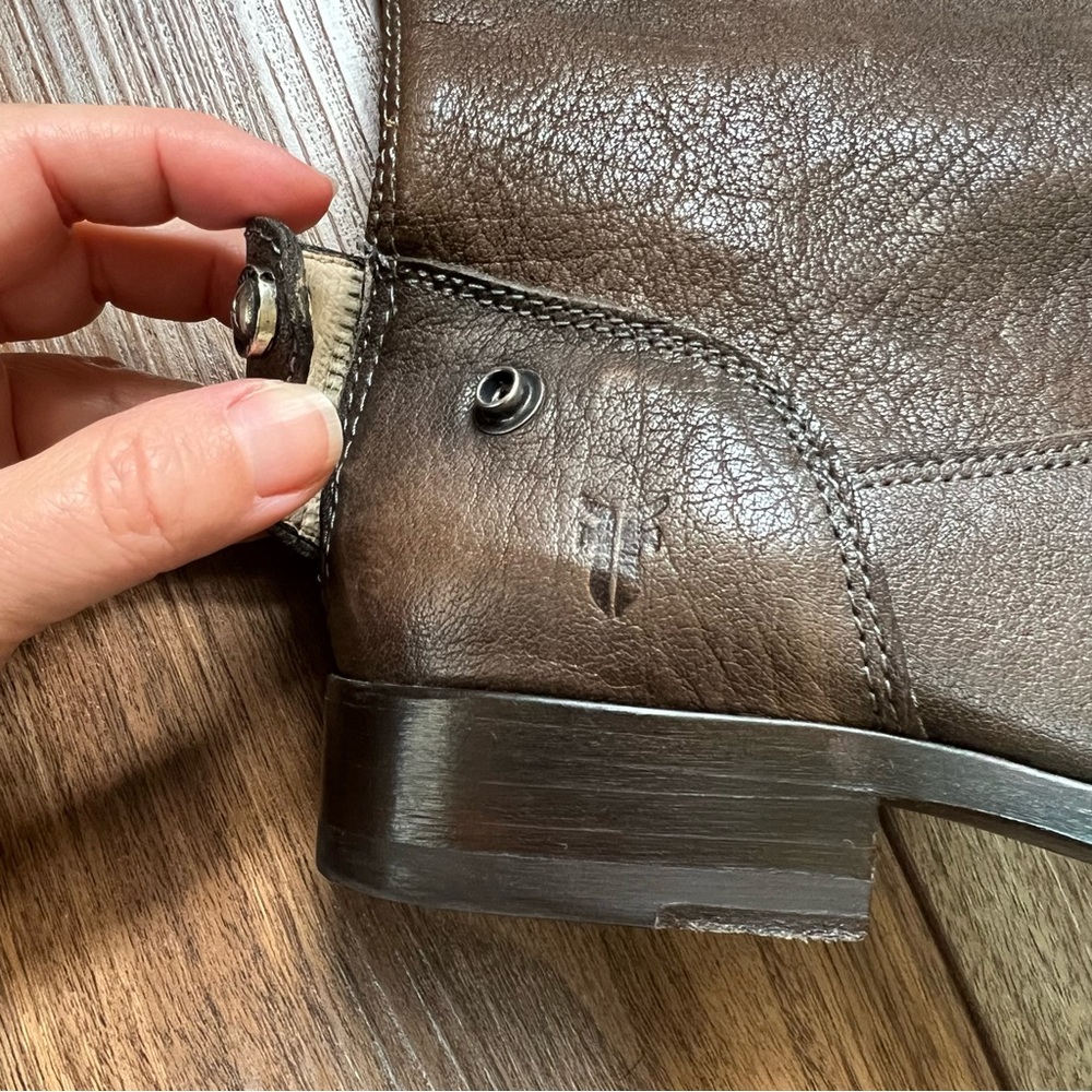 Frye Brown Leather Tall Combat/Moto Boots - Picture 9 of 15